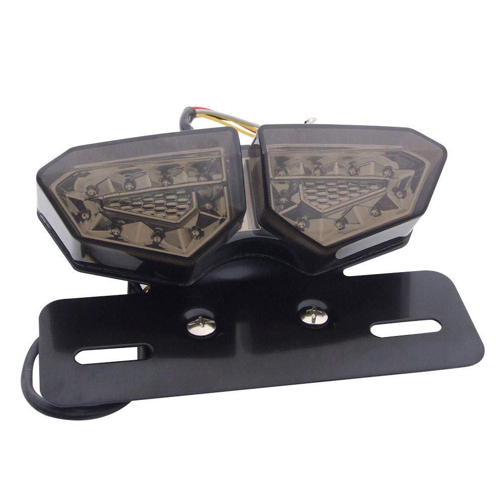 ZYTC Motorrad LED Rücklicht Motorrad Integriertes Bremsen Bremslicht Rauchglas Blinker Lampe Schwarz mit Nummernschildhalterung für Har-ley Hon-da Ya-maha Su-zuki Ka-wasaki ZYTC Motorrad LED Rücklicht Motorrad Integriertes Bremsen Bremslicht Rauchglas Blinker Lampe Schwarz mit Nummernschildhalterung für Har-ley Hon-da Ya-maha Su-zuki Ka-wasaki von ZYTC