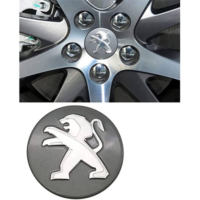 4 Stück Auto Radnabenabdeckung für Peugeot 3008 307 408 308S 508L 4008 60mm Nabenkappen Radnabendeckel Felgendeckel Radmitte Abdeckung Nabendeckel Felgendckeel von ZYVIA
