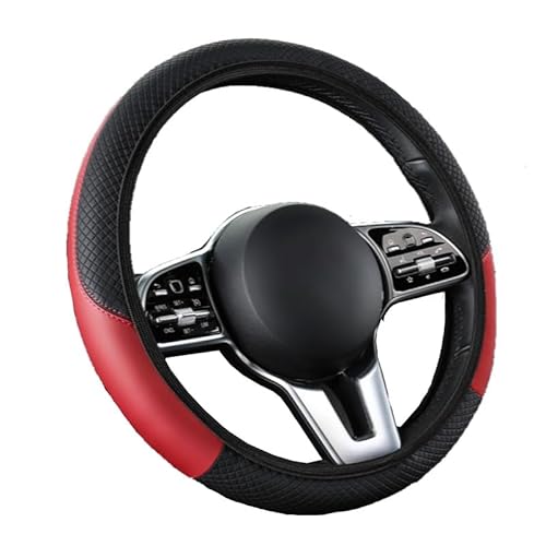 Auto Lenkrad Abdeckung für Renault Symbol I 2002 2003 2004 2005 2006 2007 2008, Auto Zubehör Innenraum Lenkradhüllen Lenkradschoner PKW,A Black+Red von ZYWQSB66