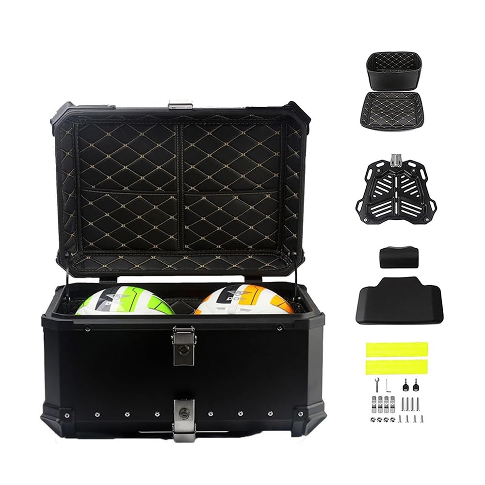 Motorradkoffer Helmkoffer Motorrad Top Case Universal 28L 36L 45L 55L 65L 80L 100L Koffer Für Roller, Wasserdicht Rollerkoffer Motorrad-Heckkasten Mit Rückenlehne(Schwarz,80L) von ZYXWLC