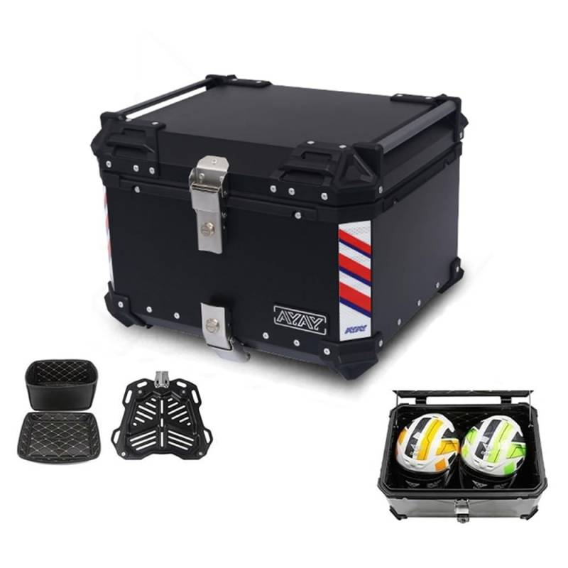 ZYXWLC Motorradkoffer Top Case 25L 30L 36L 45L 55L 65L Heckkoffer Motorrad Kofferraum Mit Sicherheitsschloss, Für Roller, Motorrad, Mofa & Quad(Schwarz,65L) von ZYXWLC