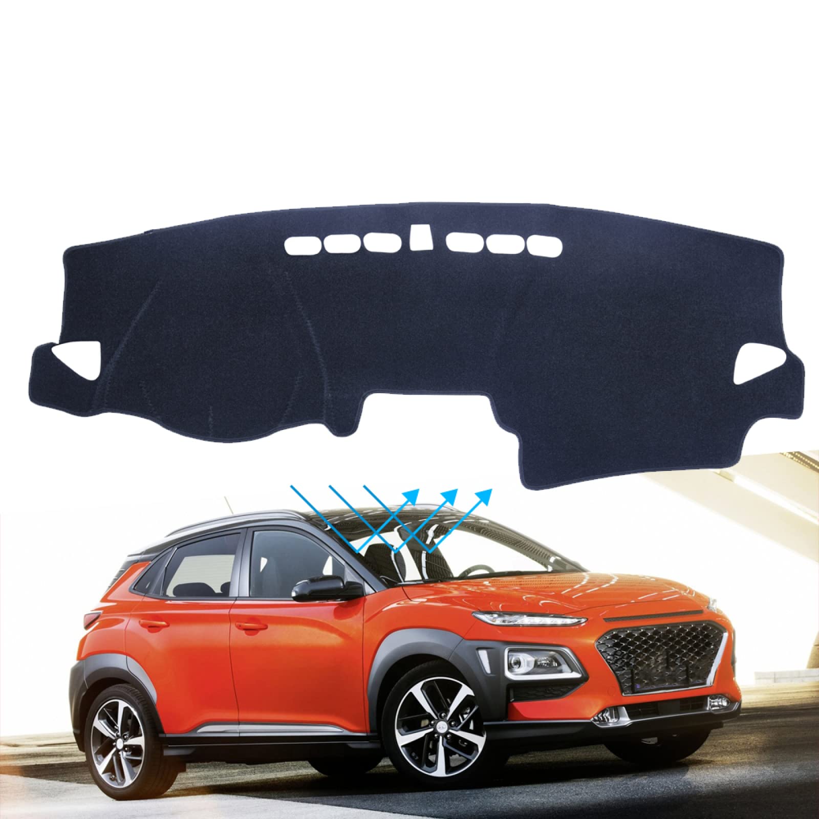 Armaturenbrett Abdeckung Schutzpolster, für Hyundai Kona 2017 2018 2019 2020 Autozubehör Armaturenbrett Sonnenschutz Anti UV Teppich Dashmat von ZZMOQ