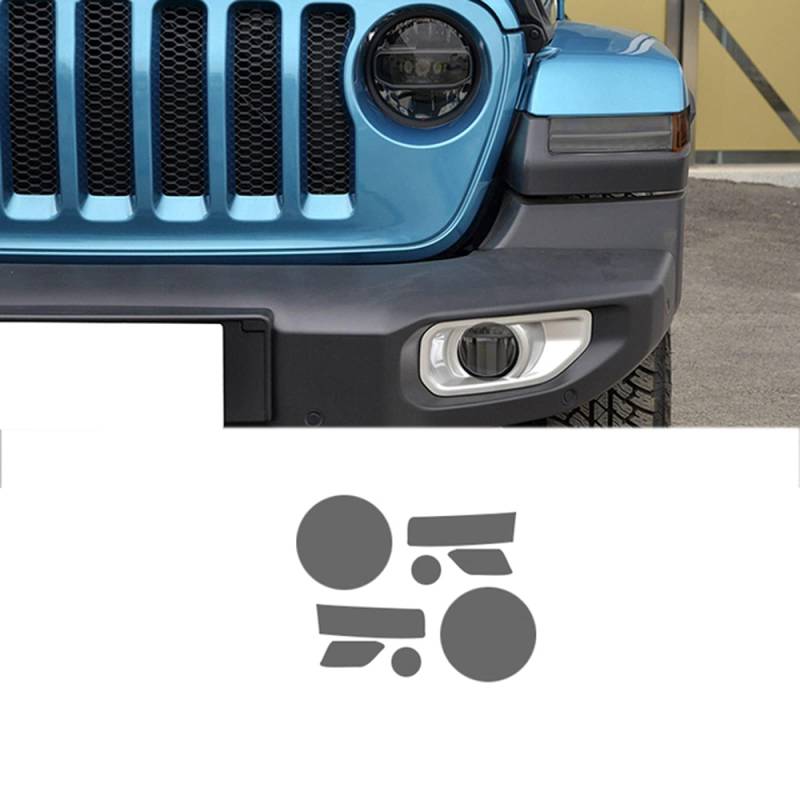 Für Jeep Wrangler JL 2019 On, 2 Stück Autoscheinwerfer Schutzfolie Scheinwerfer Wiederherstellung Transparent Schwarz TPU AufkleberPU von ZZMOQ