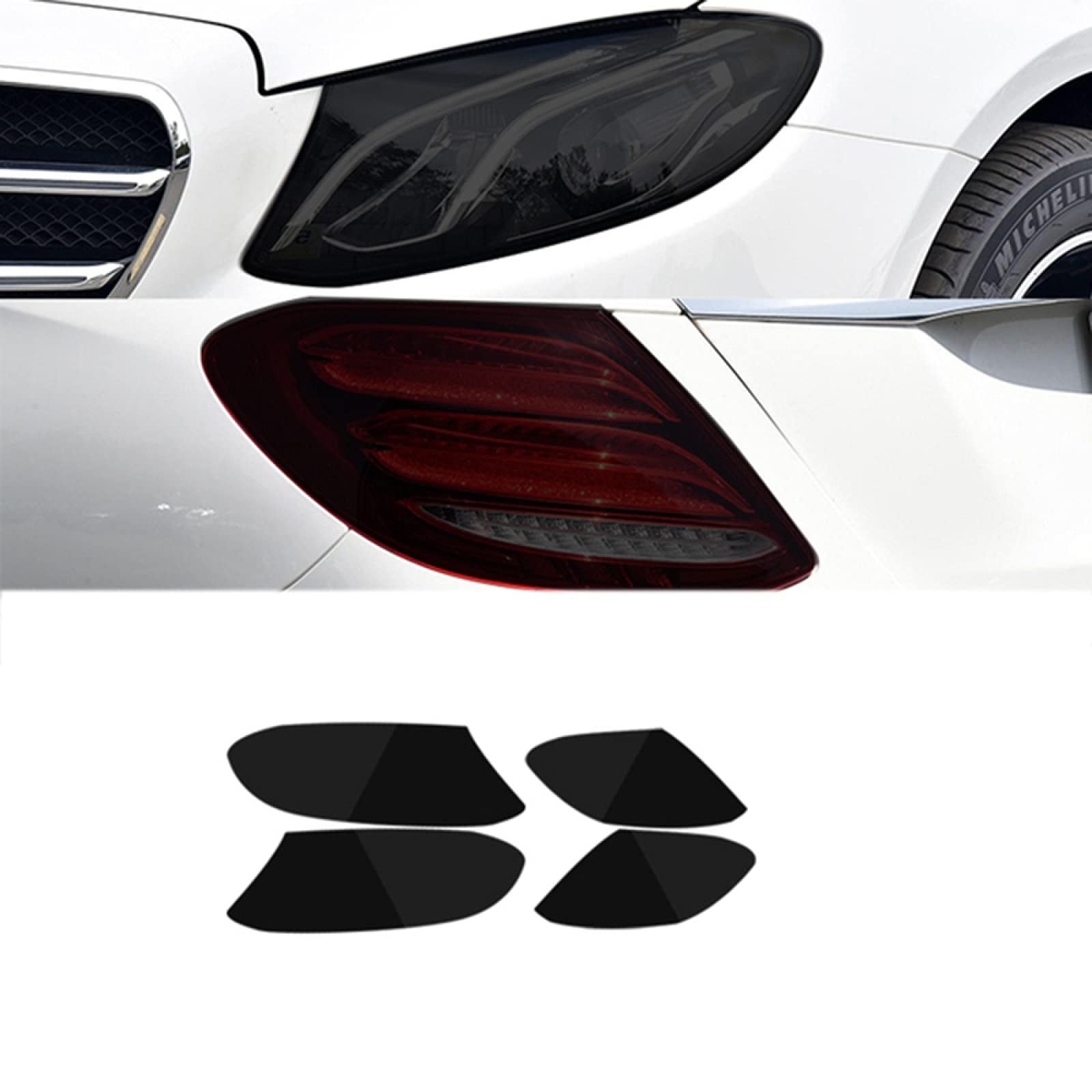 Für Mercedes Benz E-Klasse W213 2017 2020,2 Stück Autoscheinwerfer Schutzfolie Scheinwerfer Transparent Schwarz TPU Aufkleber von ZZMOQ