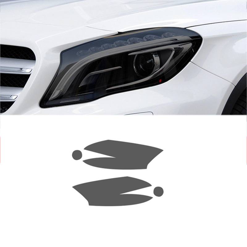 Für Mercedes Benz GLA Klasse X156 H247 GLA45 200 250 AMG, Autoscheinwerfer Schutzfolie Transparent Schwarz TPU Aufkleber von ZZMOQ