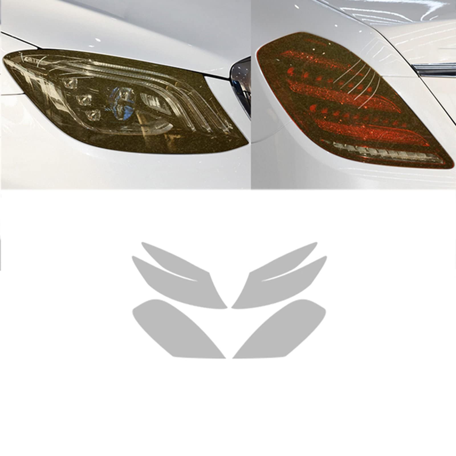 Für Mercedes Benz Maybach S-Klasse W222 S500 S650 AMG, Autoscheinwerfer Schutzfolie Rücklicht Transparent Schwarz TPU Aufkleber von ZZMOQ