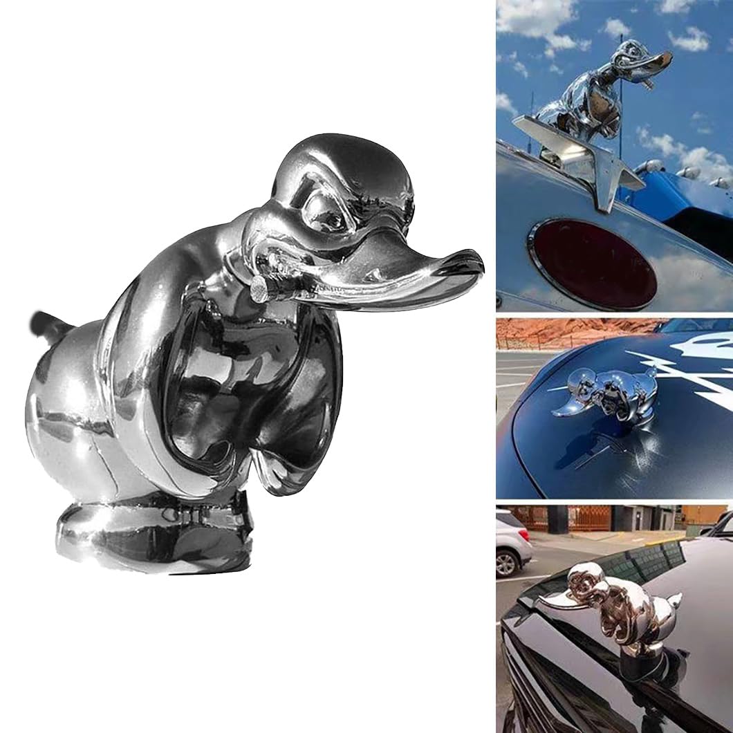 Angry Duck Motorhaubendekoration, 3D Chrom Angry Duck Motorhaubendekoration, Front Motorhaube Autozubehör, LKW Motorhaubendekoration, Schwarze Legierung Ente Motorhaubendekoration (Silber) von ZZPXMY