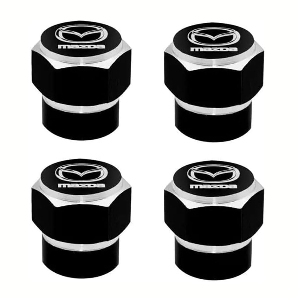 Auto Ventilkappen für Mazda CX-3 CX-5 CX-7 CX-8 CX-9,Metall Ventilkappen Auto mit Kennzeichnung Reifenventil Caps Staubschutz Kappen Dekoration Zubehör,Black Auto Ventilkappen für Mazda CX-3 CX-5 CX-7 CX-8 CX-9,Metall Ventilkappen Auto mit Kennzeichnung Reifenventil Caps Staubschutz Kappen Dekoration Zubehör,Black von ZZRSXZSR
