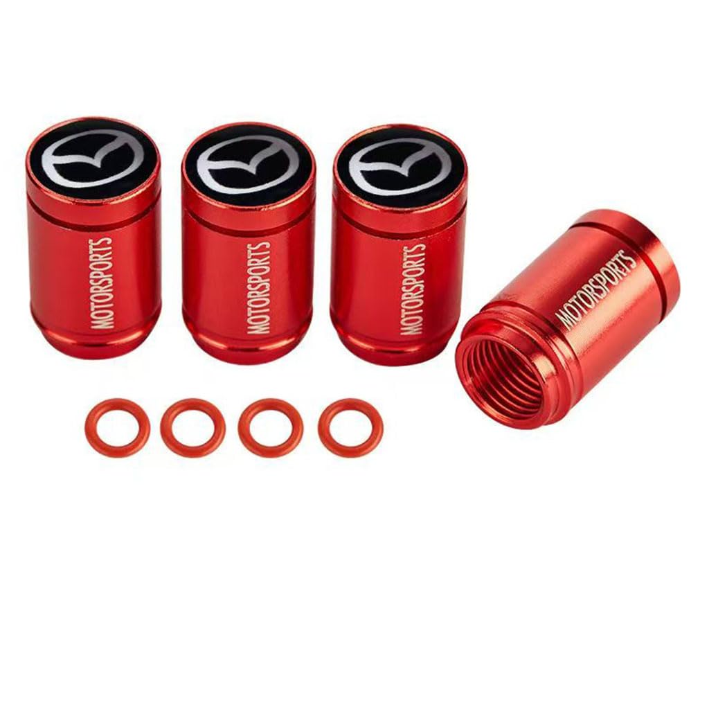Auto Ventilkappen für Mazda CX-50 CX-90 CX-30 CX-60,Metall Ventilkappen Auto mit Kennzeichnung Reifenventil Caps Staubschutz Kappen Dekoration Zubehör,Red Auto Ventilkappen für Mazda CX-50 CX-90 CX-30 CX-60,Metall Ventilkappen Auto mit Kennzeichnung Reifenventil Caps Staubschutz Kappen Dekoration Zubehör,Red von ZZRSXZSR