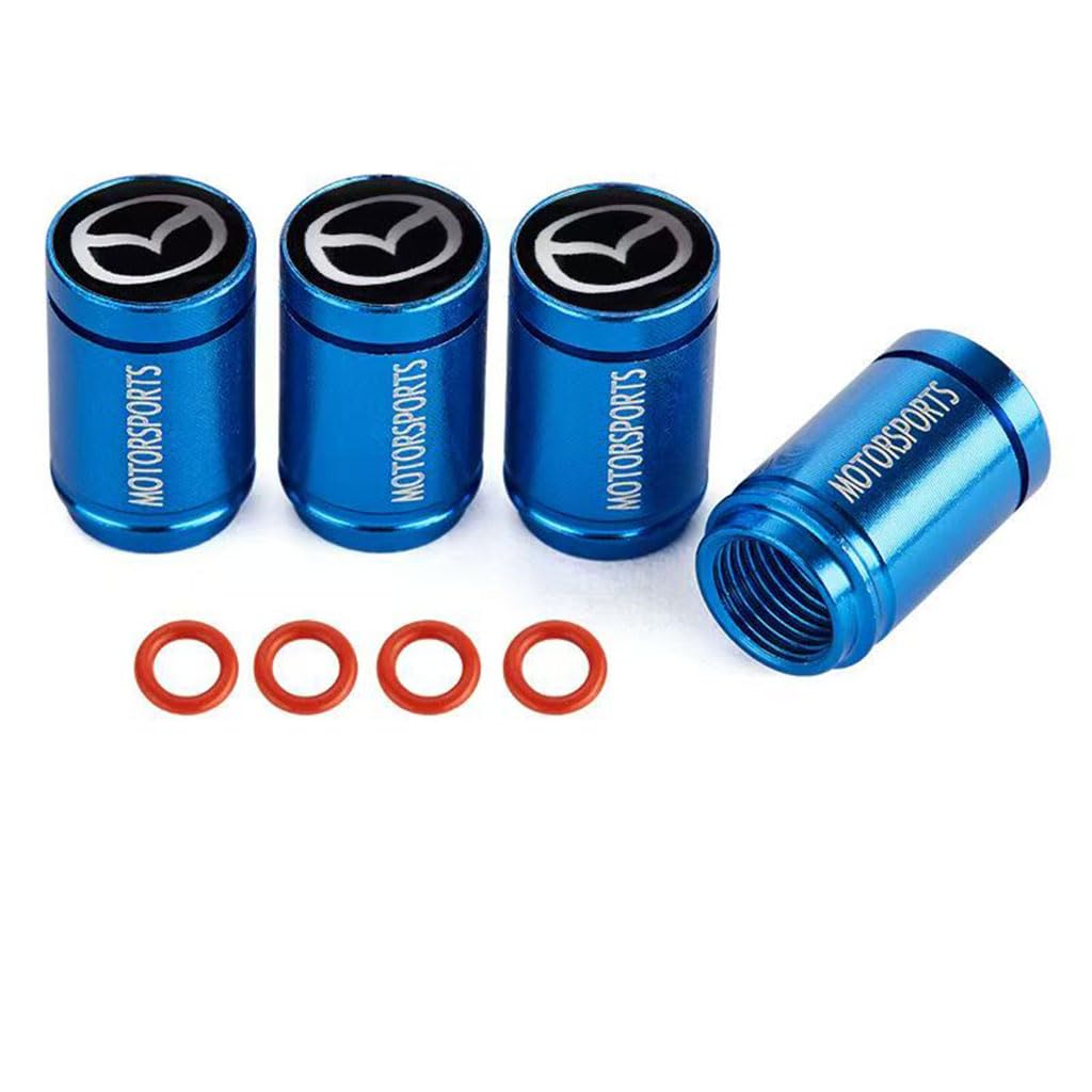 Auto Ventilkappen für Mazda MX-30 CX-4 MX-5 CX-70,Metall Ventilkappen Auto mit Kennzeichnung Reifenventil Caps Staubschutz Kappen Dekoration Zubehör,Blue Auto Ventilkappen für Mazda MX-30 CX-4 MX-5 CX-70,Metall Ventilkappen Auto mit Kennzeichnung Reifenventil Caps Staubschutz Kappen Dekoration Zubehör,Blue von ZZRSXZSR