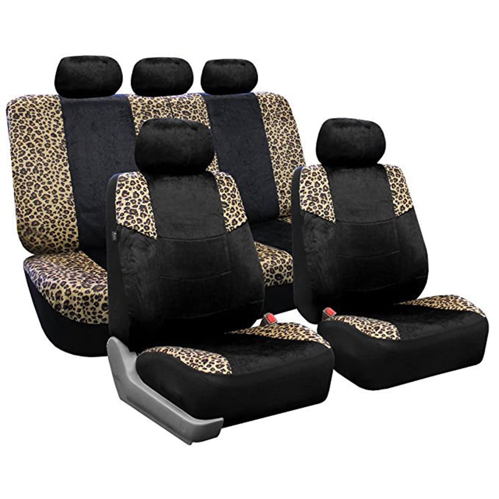 ZZYZN Classic Car Sitzbezüge, Ganz 9 Set vorne und hinten Auto-Innenraum-Zubehör Universal-Styling mit Kopfstützenabdeckung Autositzbezüge mit Leopardenmuster von ZZYZN