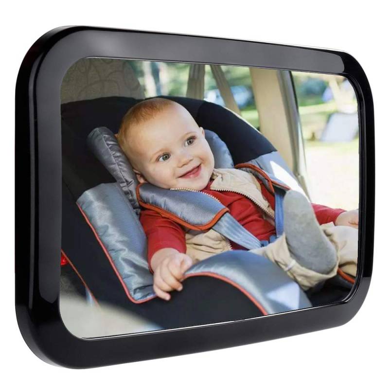 Zacro Rücksitzspiegel fürs Baby, Baby Auto Spiegel Rückspiegel,360° Schwenkbar, Verstellbare elastische Riemen, Auto Rückspiegel für Kindersitz und Babyschale, aus Glas von Zacro