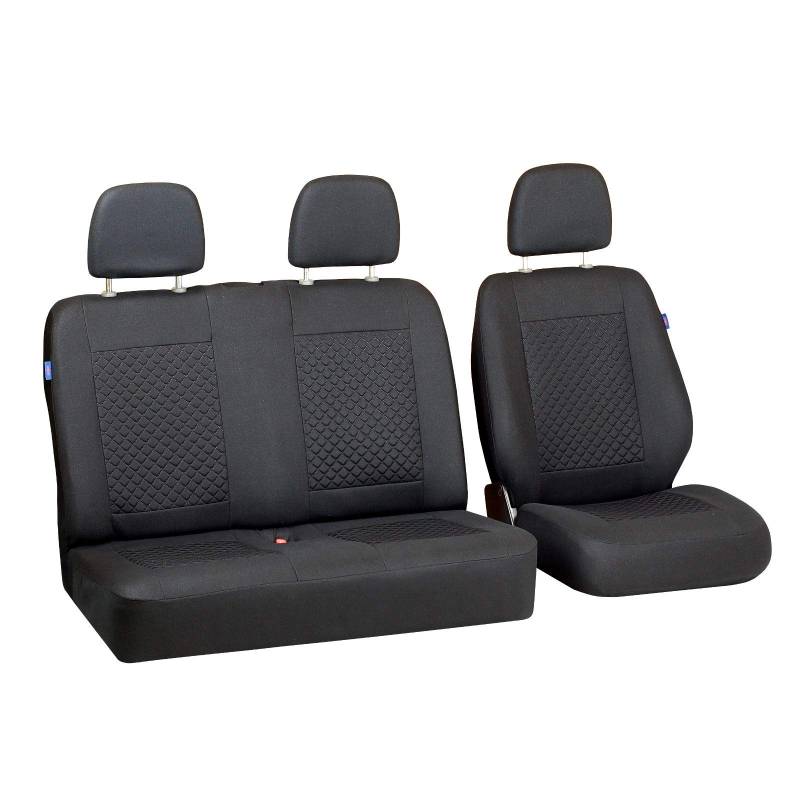 Zakschneider CABSTAR Autositzbezug Set 1+2 - Farbe Premium Schwarz gepresstes Karomuster von Zakschneider