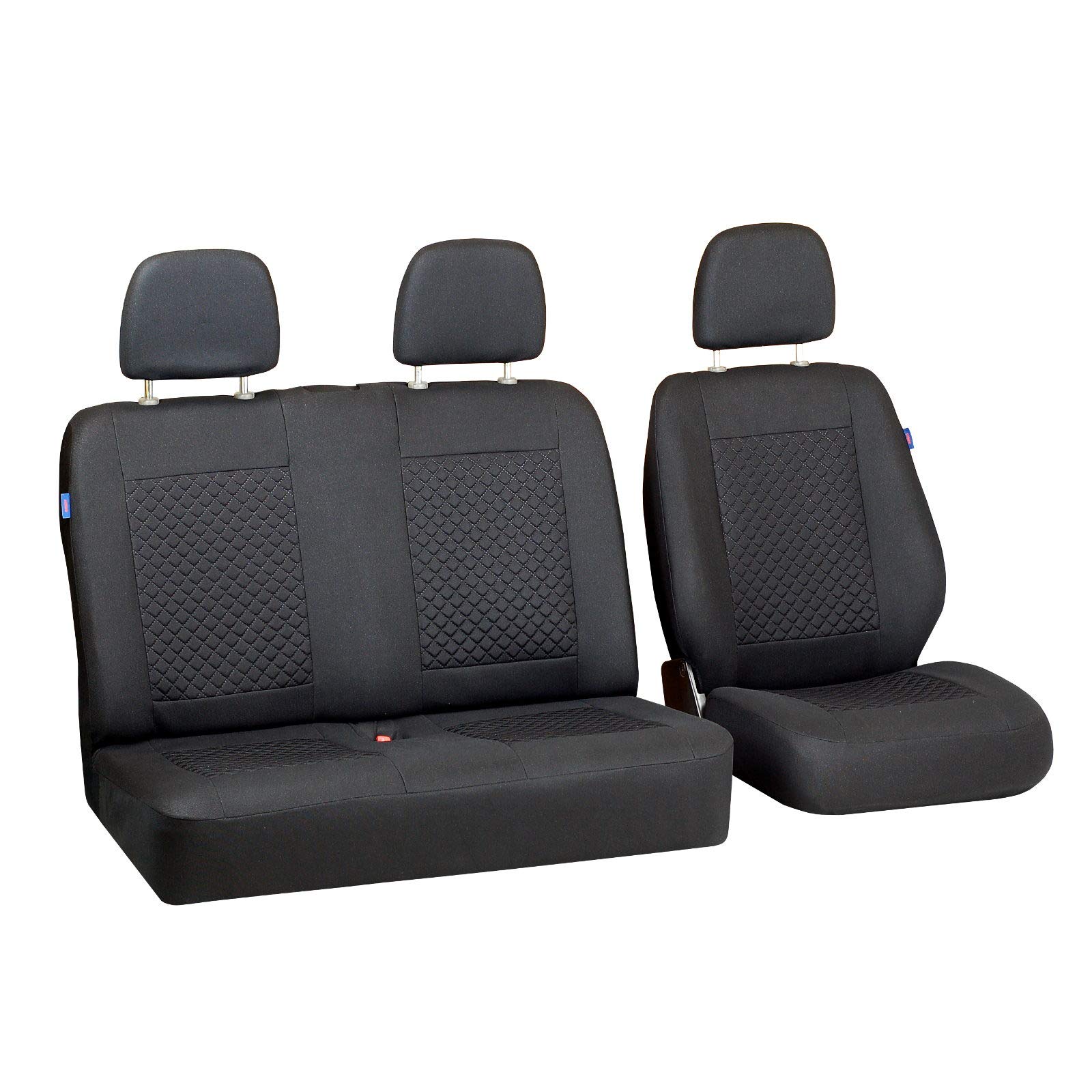 Zakschneider H1 Cargo Autositzbezug Set 1+2 - Farbe Premium Schwarz gepresstes Karomuster von Zakschneider