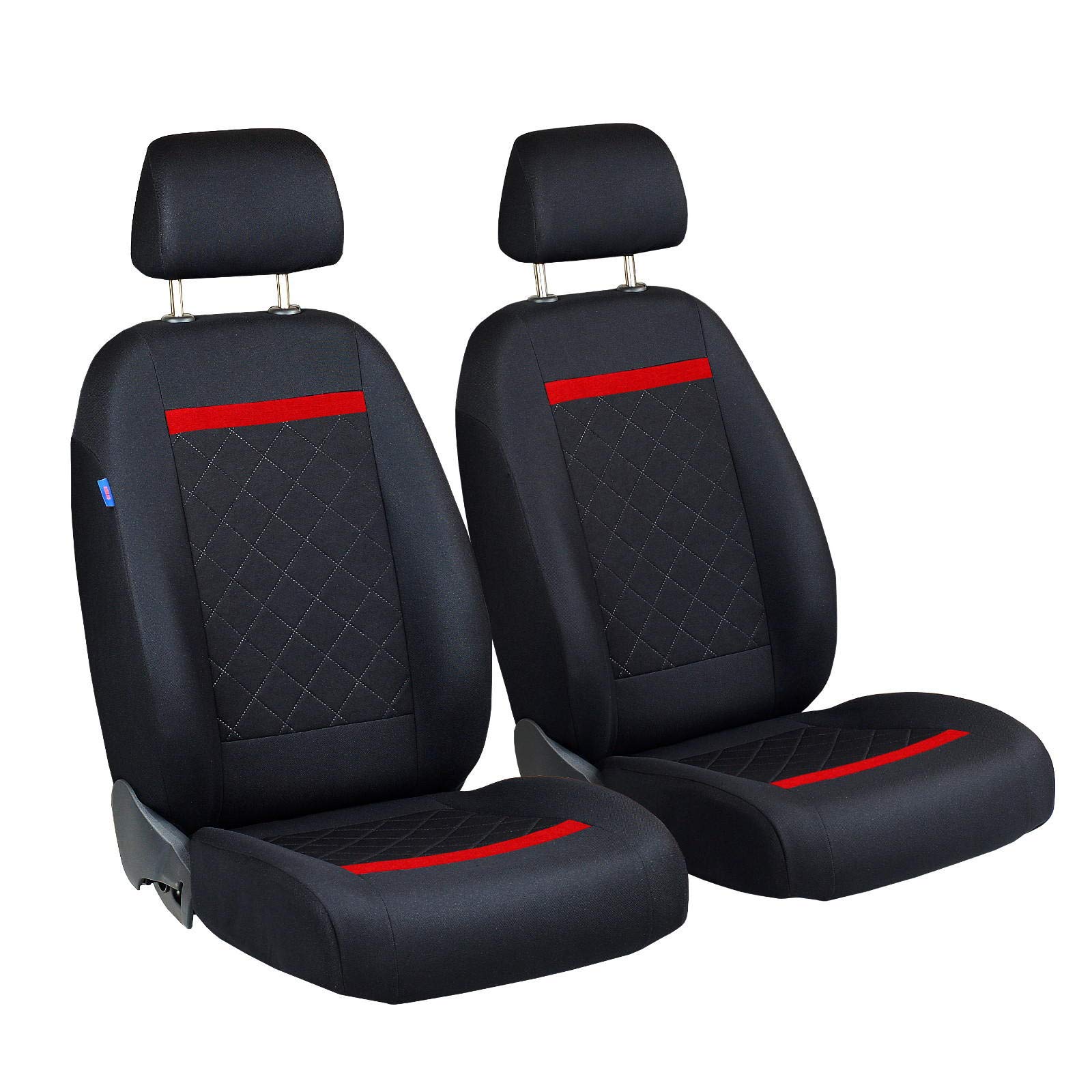 Zakschneider Sitzbezüge für CRX - Vorne Sitzbezüge - für Fahrer und Beifahrer - Farbe Premium Schwarz Gepresstes Karomuster mit Roten Strich von Zakschneider