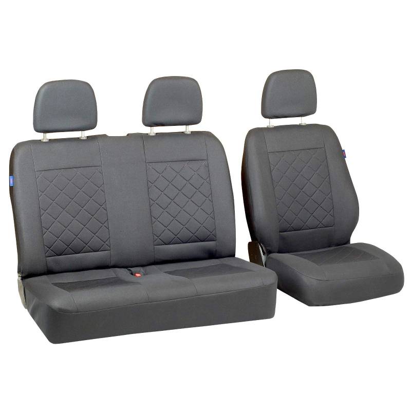 Zakschneider T3 Autositzbezug Set 1+2 - Farbe Premium Grau gepresstes Karomuster von Zakschneider
