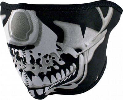 Zan Headgear Chrome Skull, Halbmaske - Schwarz/Weiß/Grau - Einheitsgröße von Zan Headgear