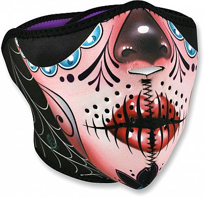 Zan Headgear Sugar Skull, Halbmaske - Schwarz/Pink/Rot - Einheitsgröße von Zan Headgear