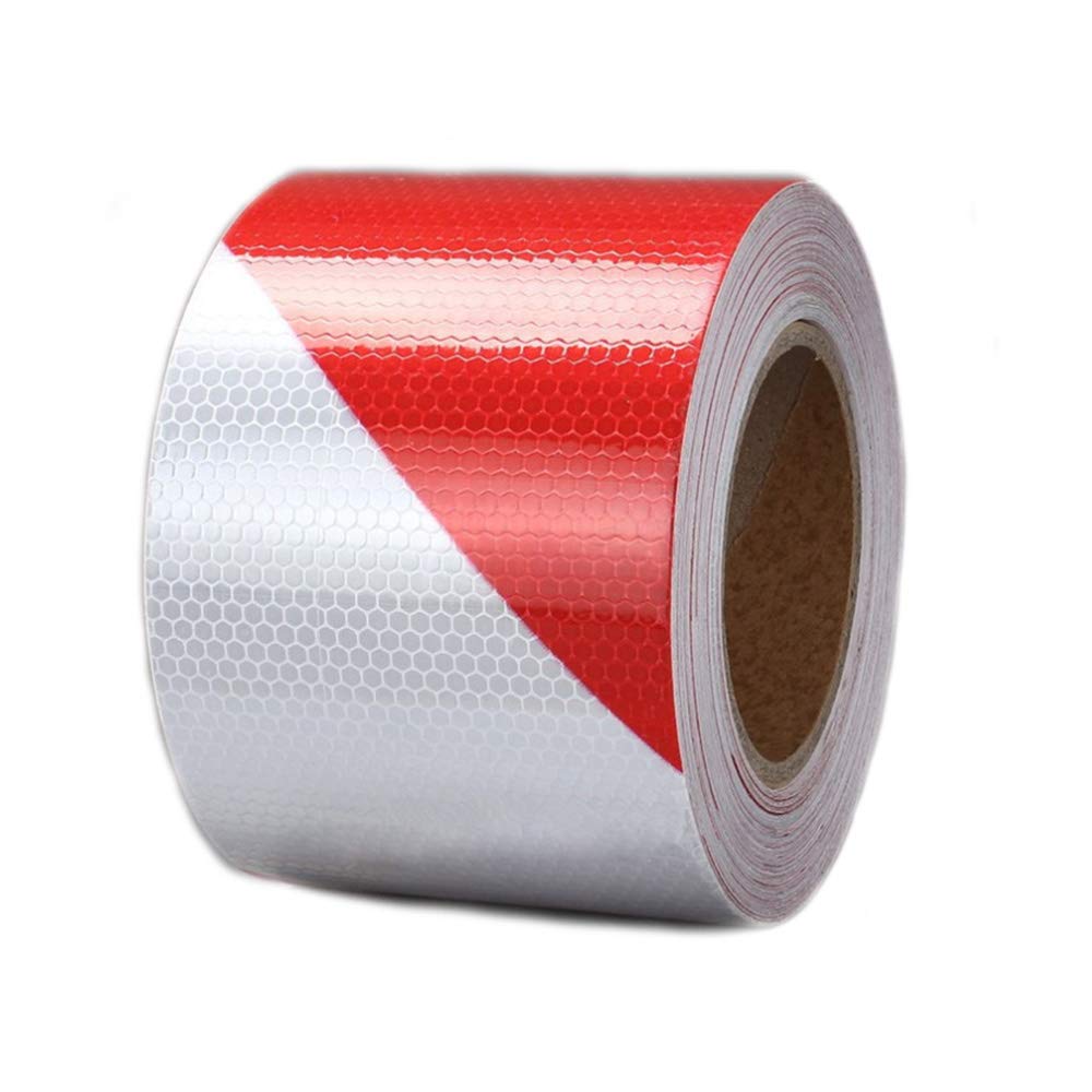 Zasiene Reflektorband Selbstklebend Warnmarkierung Sicherheit Warnung Klebeband Rot Weiß Reflektierende Aufkleber Nacht Reflektorband,5 cm x 10 m von Zasiene