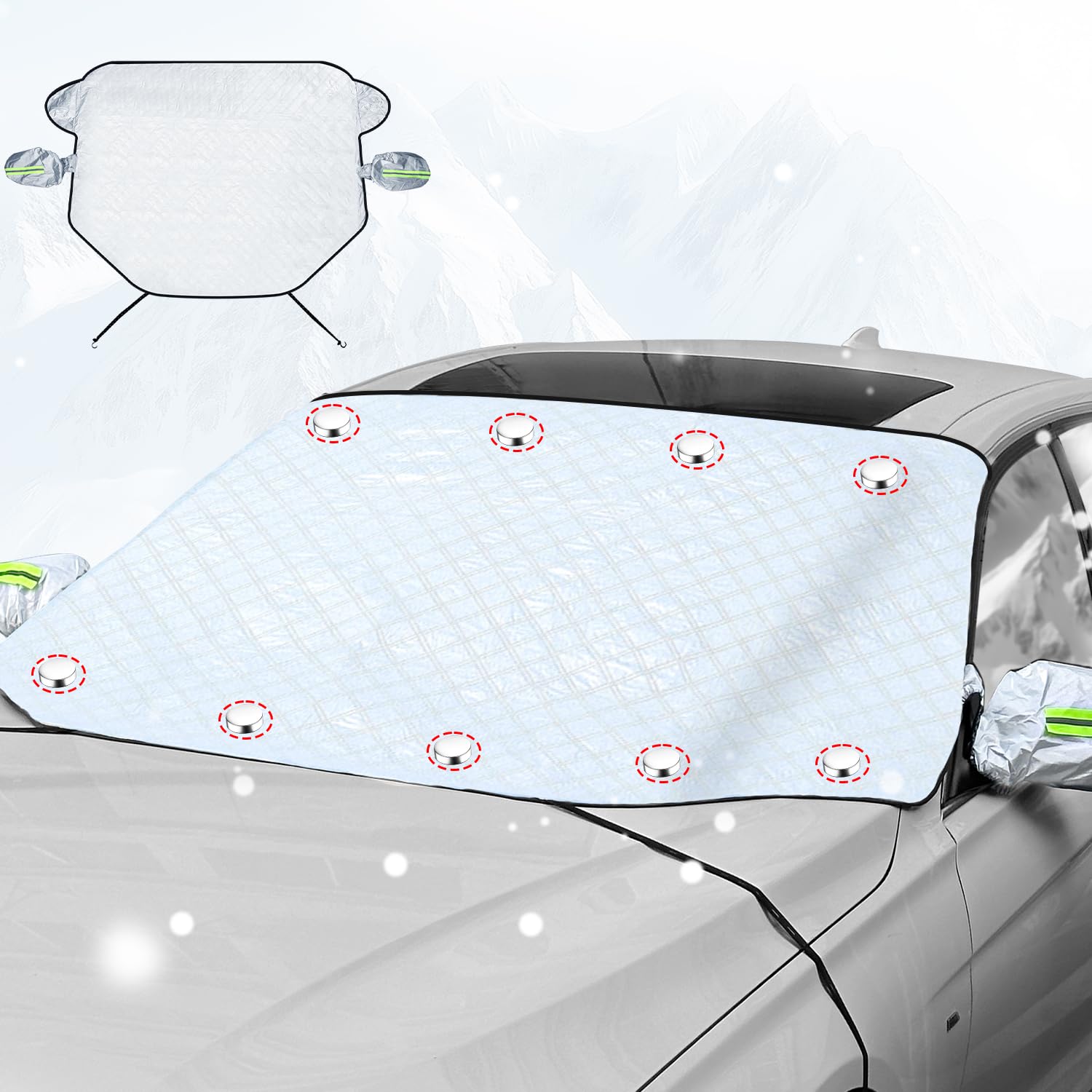 Zaxiva Scheibenabdeckung Auto Winter mit Seitenspiegel Abdeckung, 5 Schichten Schutz fit für Autos, SUVs, Wohnmobile, Vans und LKWs, Auto Winterabdeckung mit Magnetischen Kanten Hook Band, 165x126cm Zaxiva Scheibenabdeckung Auto Winter mit Seitenspiegel Abdeckung, 5 Schichten Schutz fit für Autos, SUVs, Wohnmobile, Vans und LKWs, Auto Winterabdeckung mit Magnetischen Kanten Hook Band, 165x126cm von Zaxiva