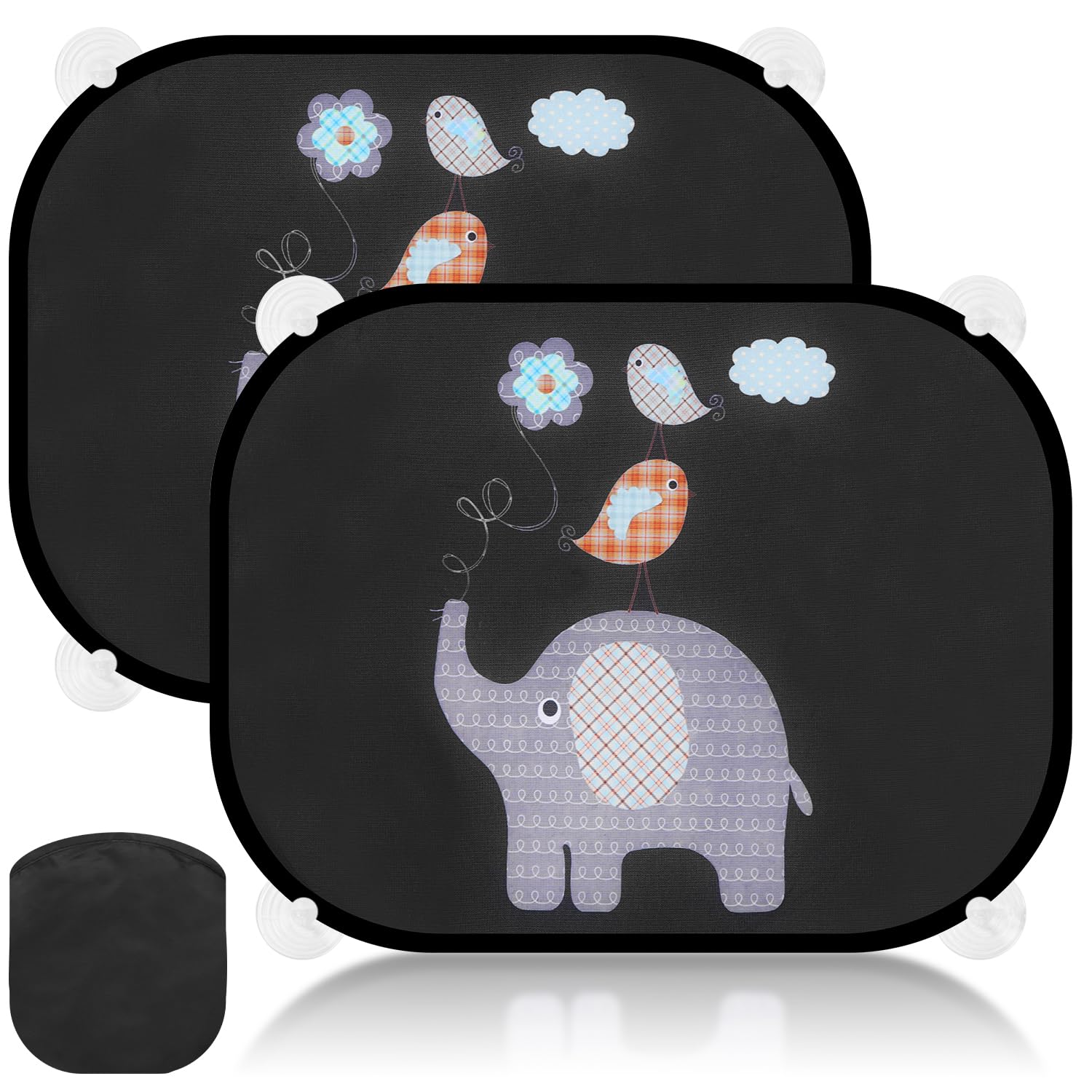 Zaxiva Sonnenschutz Auto Baby mit UV Schutz (2er Set), 44x36cm Sonnenblende Kinder mit 8 Saugnäpfen, Sonnenschutz Auto Seitenscheibe mit süßen Tier Motiven von Zaxiva