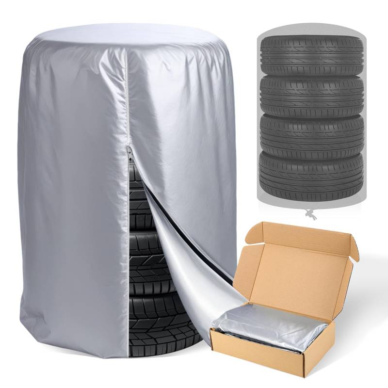 Zdhsufnvw 420D Reifentasche Silber Reifentüten 73 x 110 cm Reifentaschen Universale Reifenabdeckung Reifensäcke Reifenschutzhülle Wasserdicht Reifenhülle für Reifen Transport und Lagerung von Zdhsufnvw