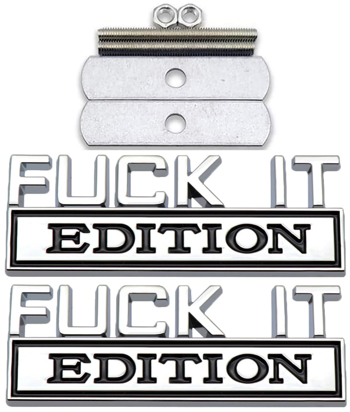 ZeNtoy 1X 3D Metall FUCK-IT-EDITION Frontgrill Emblem + 1X 3D Abzeichen Aufkleber, 3D Premium Auto Side Fender Heck Kofferraum Emblem Logo Abzeichen Abziehbilder,Silver+black ZeNtoy 1X 3D Metall FUCK-IT-EDITION Frontgrill Emblem + 1X 3D Abzeichen Aufkleber, 3D Premium Auto Side Fender Heck Kofferraum Emblem Logo Abzeichen Abziehbilder,Silver+black von ZeNtoy