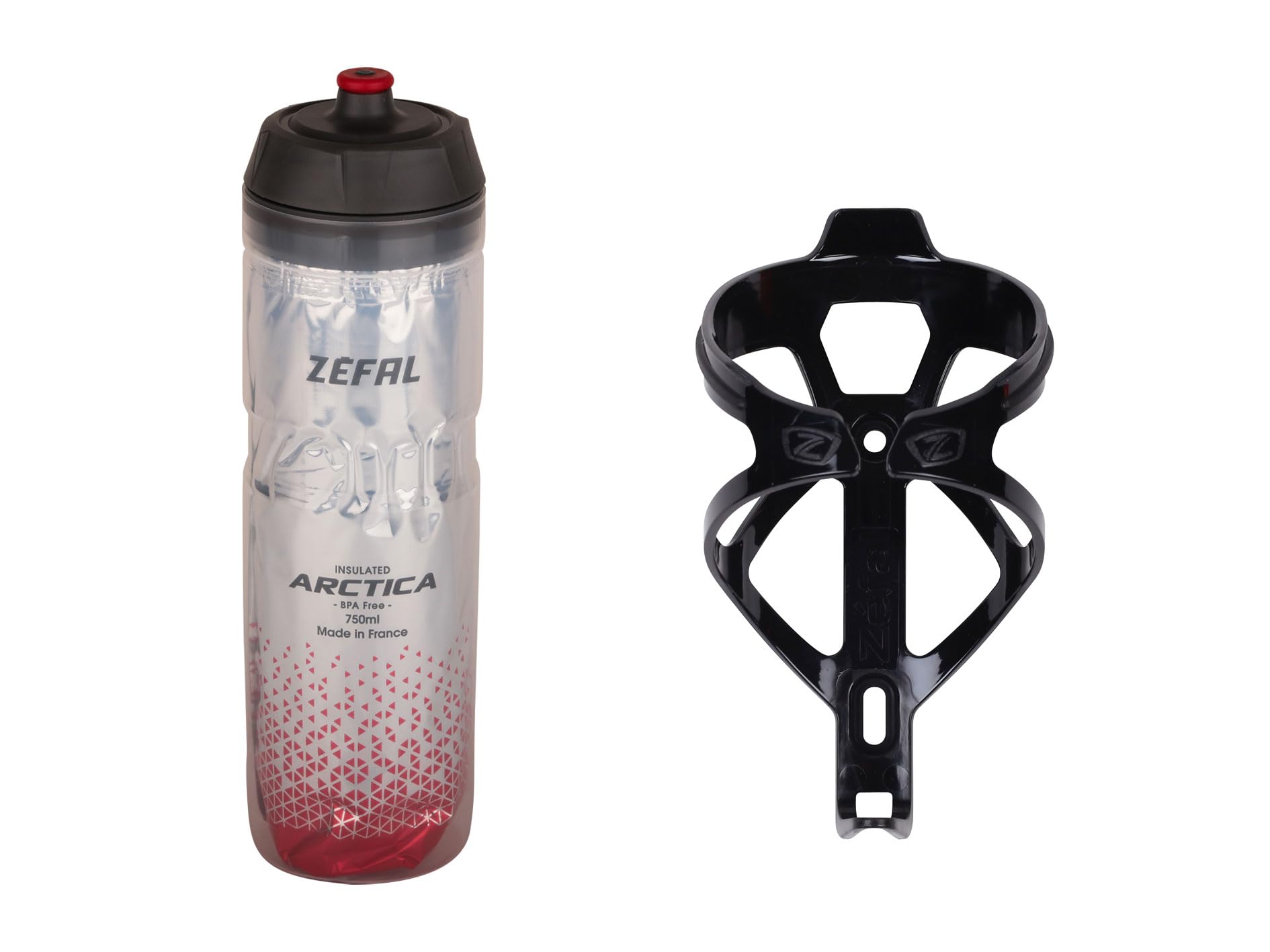 ZEFAL Pack Arctica 75 Silber-Rot und Pulse B2 Schwarz - Hydration Pack mit Isothermischer Fahrradflasche und Fahrradflaschenhalter - Fahrrad Trinkflasche mit Halter - 146 g von Zéfal