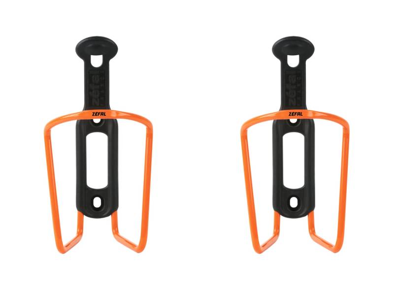 ZEFAL Pack Alu Plast 124 - Doppelpack Fahrradflaschenhalter - Aluminium-Flaschenhalter für alle Arten von Fahrrädern - leicht und robust – Orange von Zéfal