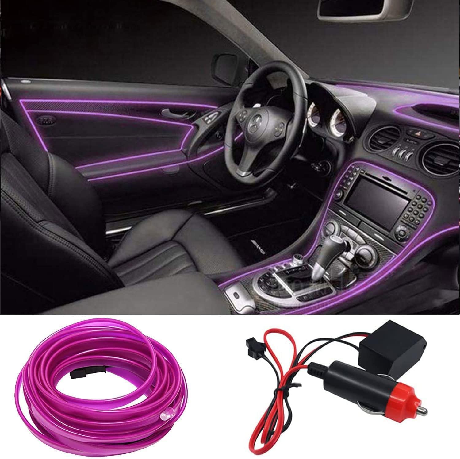 Auto Led Innenbeleuchtung,5m Auto Innenraumbeleuchtung,Led Atmosphäre Licht Auto,Auto LED Streifen,Led Tape Auto,Wasserdicht Ambientebeleuchtung,Led Lampen fürs Auto von ZeiLaBang Kakadi
