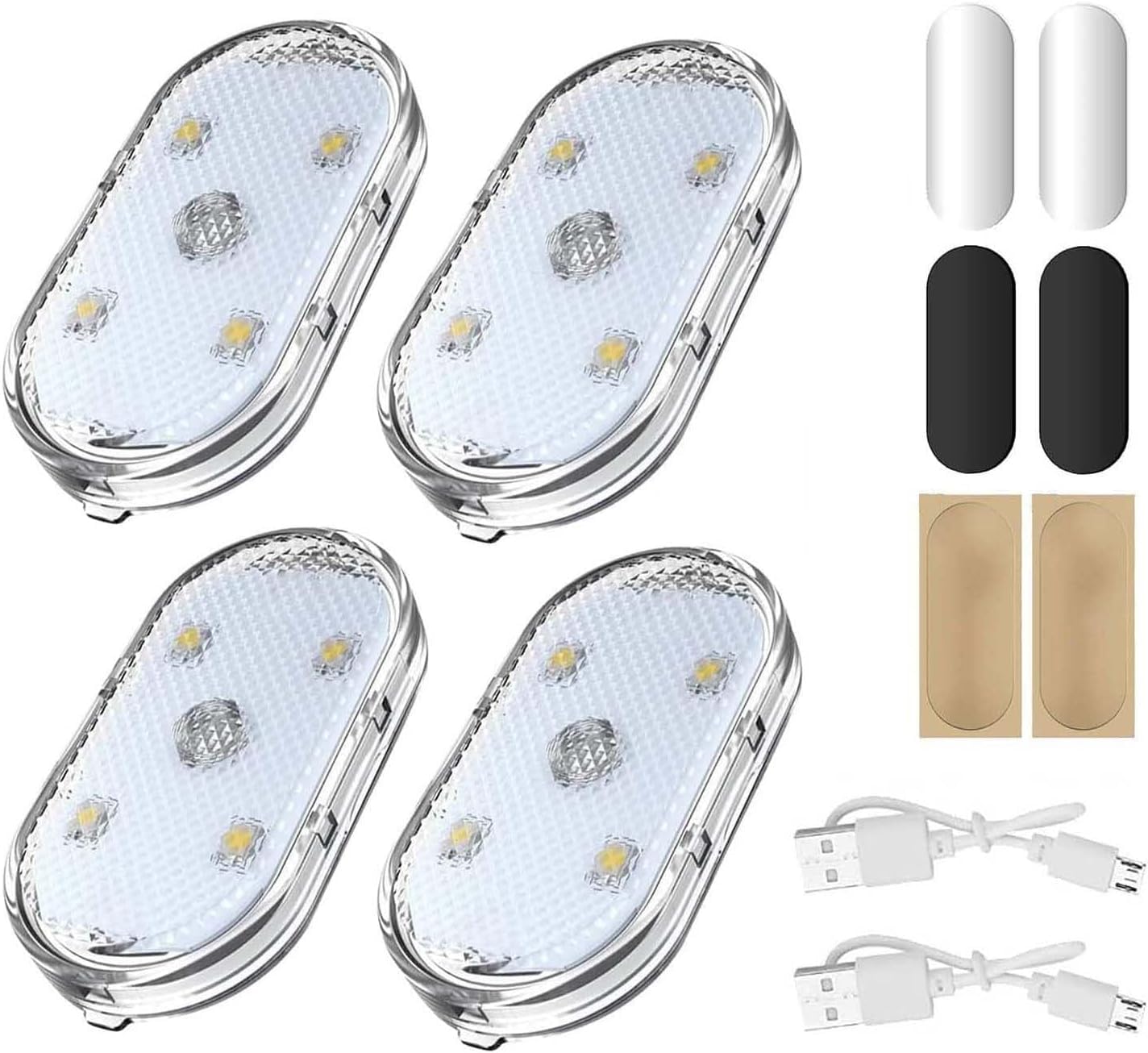4 Stück Auto Led Innenbeleuchtung,Auto Innenraumbeleuchtung,Auto Wiederaufladbaren Mobilen USB Touch Auto Zubehör,Mehrfarbige Led Atmosphäre Licht,Led Lampen fürs Auto von ZeiLaBang Kakadi