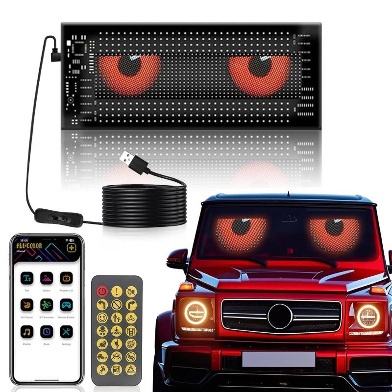 Devil Eyes Light For Cars Led Augen für Lkw,Teufelsaugen Lichter für Autos,Programmierbares Flex-Auto-LED-Display für Auto, LKW, Geschäft, DIY Dynamische LED Werbung von ZeiLaBang Kakadi
