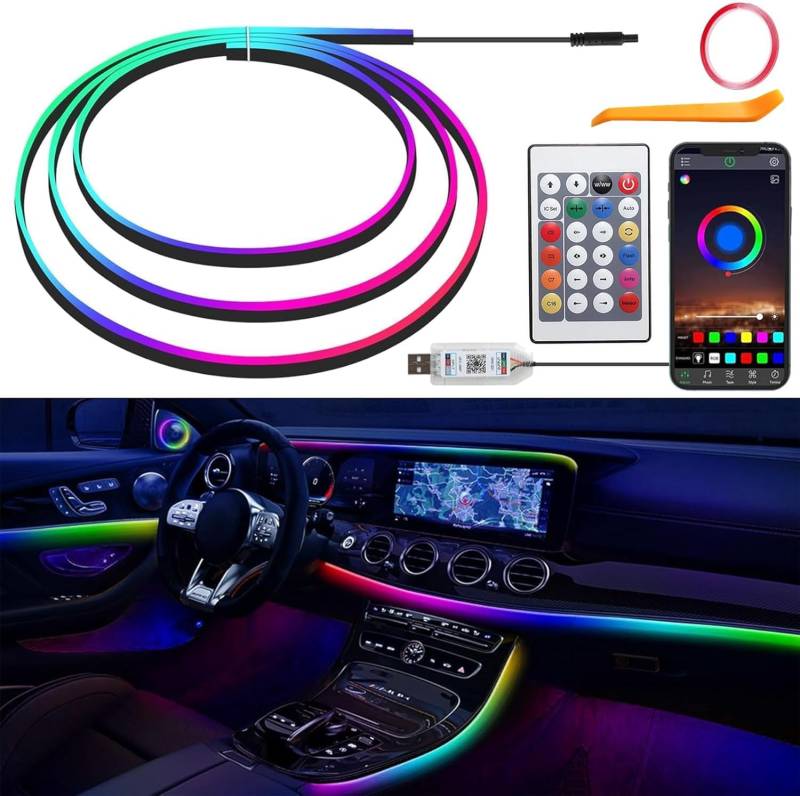LED Innenbeleuchtung Auto, 110cm Ambientebeleuchtung Strip, RGB Faseroptikstreifen für Fahrzeuge von ZeiLaBang Kakadi