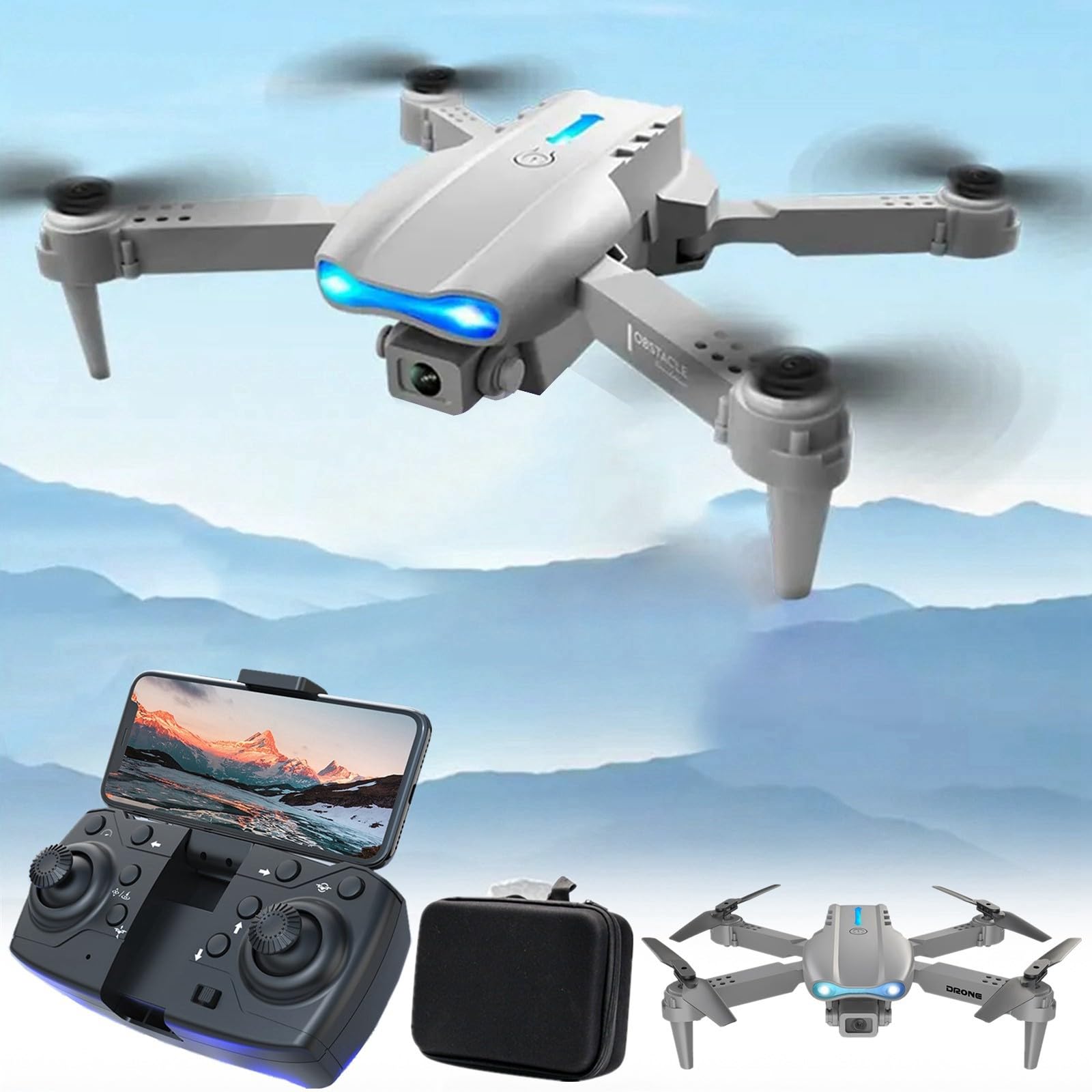 Drohne mit kamera 1080p hd, WiFi FPV drone für Anfänger, RC Quadcopter Schwerkraft Sensor, Flip mode, Abflug/Landung mit einer Taste 3D Flip, Höhenhaltung,Schwerkraft Sensor Drohne (01Grau) von Zeiayuas
