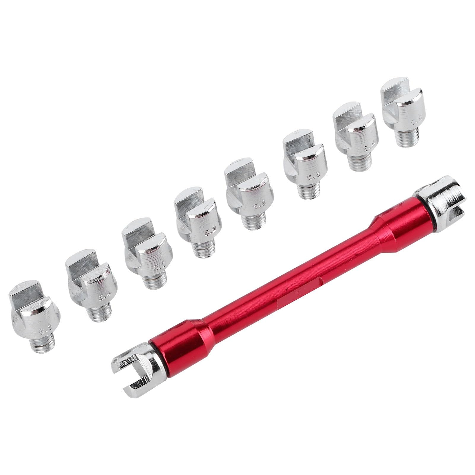 ZenithAur Motorrad Speichenschlüssel -Set, einstellbares Motorrad -Speichenwerkzeug mit Einer Länge von 93 mm / 3,7 Zoll und 10 austauschbaren Spitzen für die meisten Motorrads (C (rot)) von ZenithAur