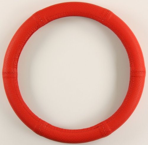 ZentimeX Lenkradbezug Lenkradhülle Lenkradschutz 35-36cm Leder rot perforiert von ZentimeX