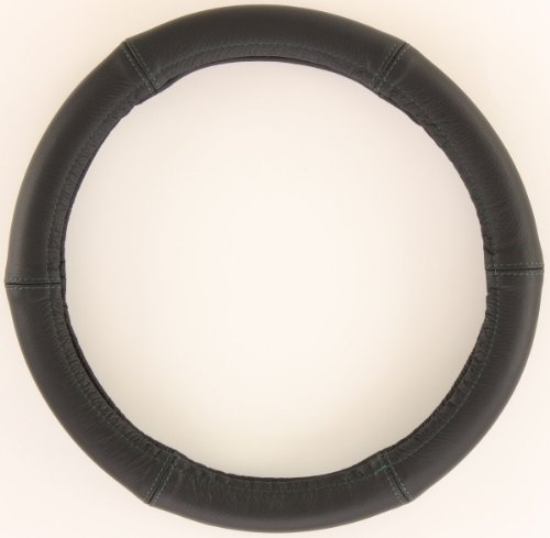 ZentimeX Lenkradbezug Lenkradhülle Lenkradschutz 35-36cm Leder schwarz Nahtfarbe grün von ZentimeX