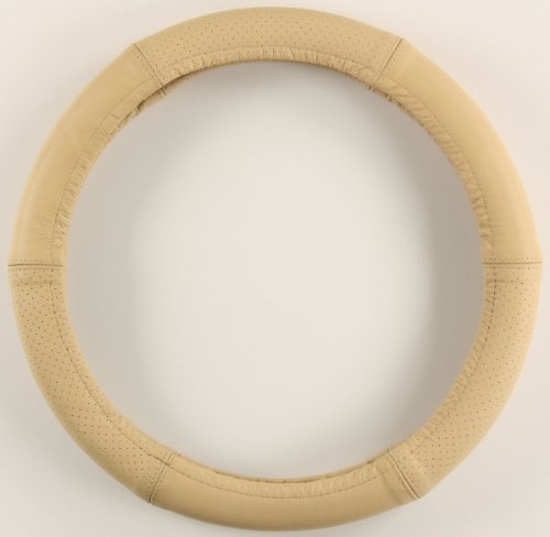 ZentimeX Lenkradbezug Lenkradhülle Lenkradschutz 40-41cm Leder dunkel beige glatt+perforiert von ZentimeX