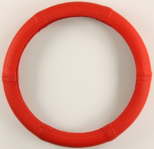 ZentimeX Lenkradbezug Lenkradhülle Lenkradschutz 40-41cm Leder rot glatt+perforiert von ZentimeX