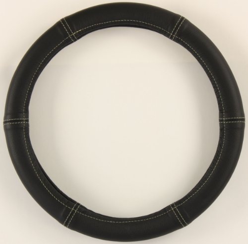 Lenkradbezug Lenkradhülle Lenkradschutz 40-41cm Leder schwarz Nahtfarbe gelb von ZentimeX