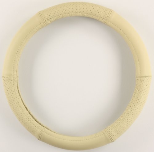 ZentimeX Lenkradbezug Lenkradhülle Lenkradschutz 37-39cm Leder hell beige glatt+perforiert von ZentimeX