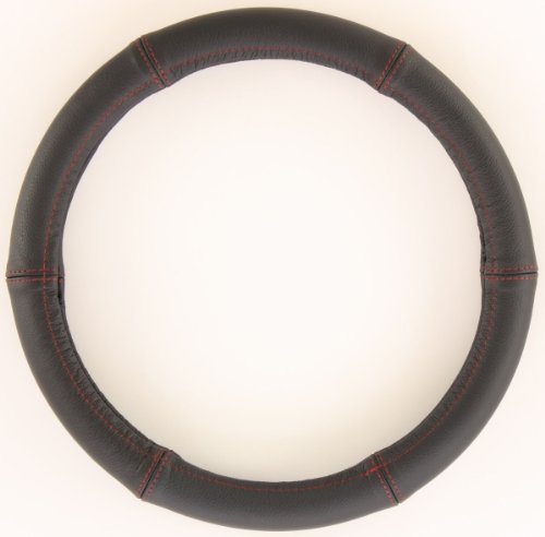 ZentimeX Lenkradbezug Lenkradhülle Lenkradschutz 37-39cm Leder schwarz Nahtfarbe rot von ZentimeX