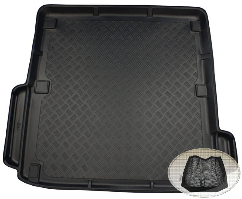 ZentimeX Z3337868 Geriffelte Kofferraumwanne fahrzeugspezifisch + Klett-Organizer (Laderaumwanne, Kofferraummatte aus Kunststoff, Schwarz) von ZentimeX