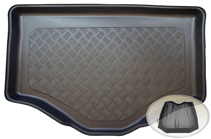 ZentimeX Z3338506 Geriffelte Kofferraumwanne fahrzeugspezifisch + Klett-Organizer (Laderaumwanne, Kofferraummatte aus Kunststoff, Schwarz) von ZentimeX