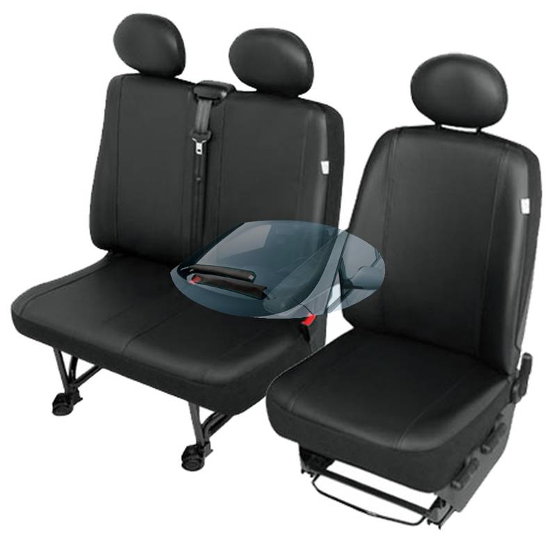 ZentimeX Z742529 Sitzbezüge Set Fahrersitz/Einzelsitz Armlehne rechts + Doppelbank/Zweierbank Kunstleder schwarz von ZentimeX