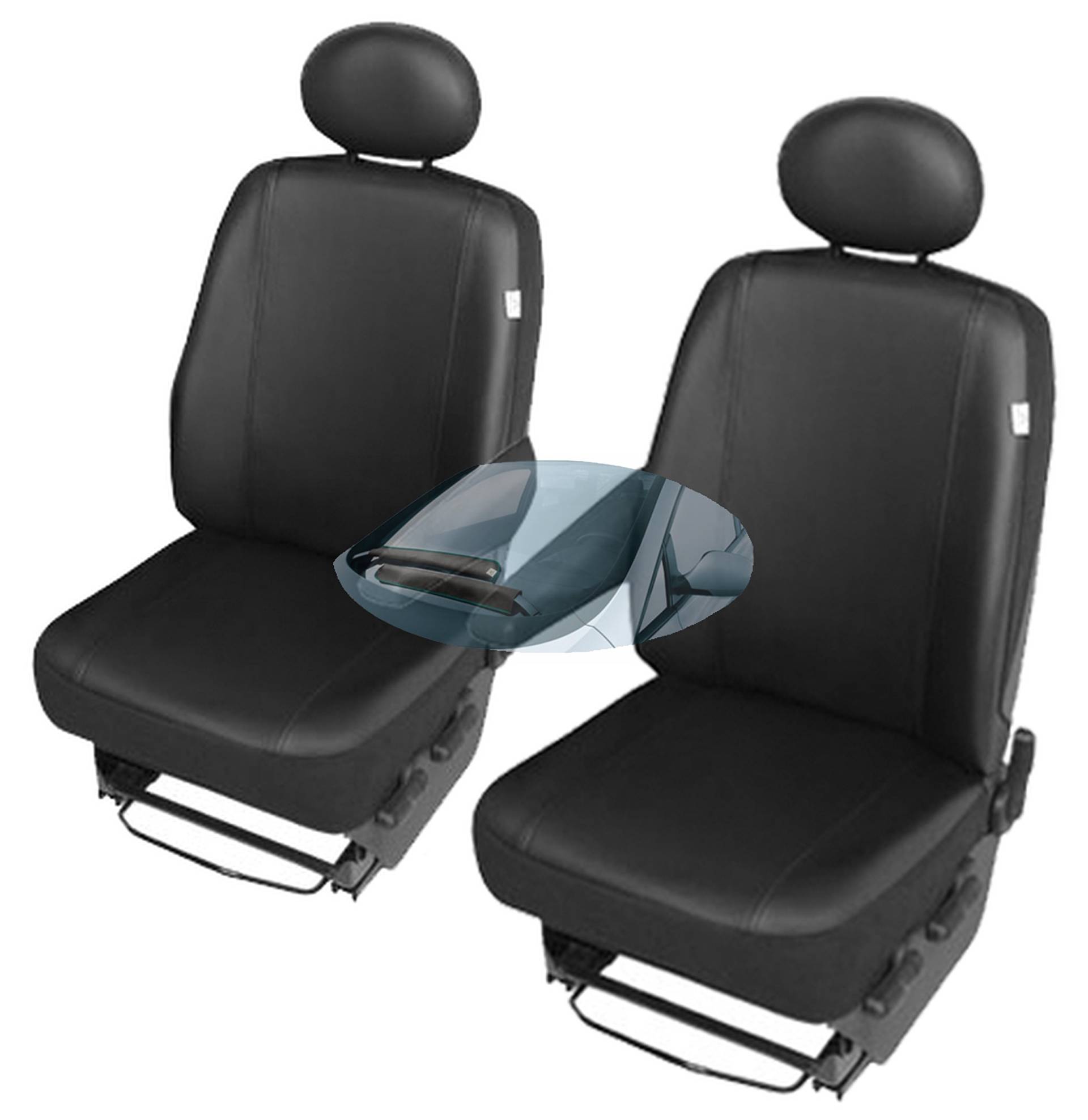 ZentimeX Z742779 Sitzbezüge Set Fahrersitz/Einzelsitz Armlehne rechts + Beifahrersitz/Einzelsitz Armlehne Links Kunstleder schwarz von ZentimeX
