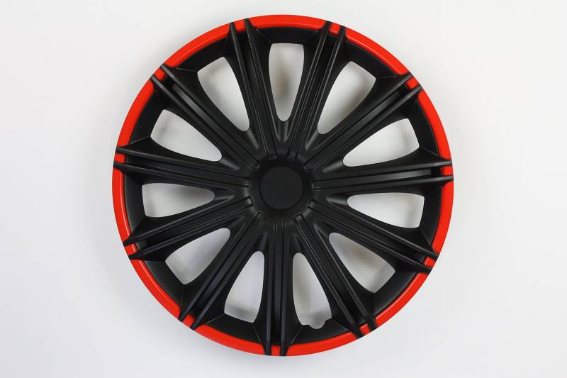 ZentimeX Radzierblenden 15 Zoll, Schwarz, Rot, Kunststoff, Speichen-Clip, Felgenkappe, Radkappe von ZentimeX