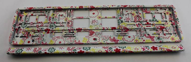 ZentimeX Z788684 Kennzeichenhalter Kennzeichenhalterung Schmetterling bunt glänzend Blumen Flower für DE-Standard Kennzeichen 1 Stück von IUSOT