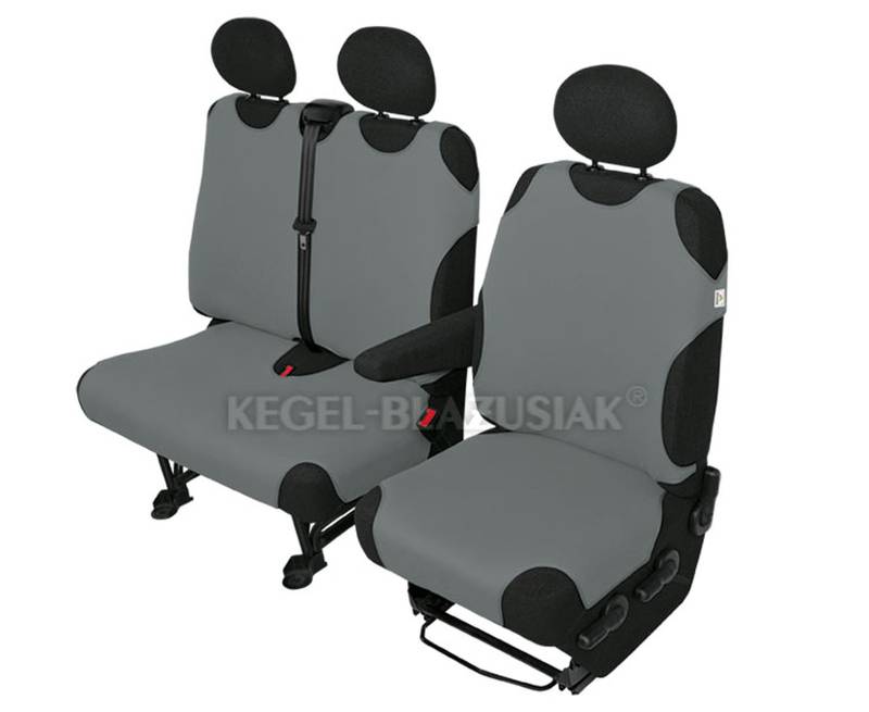 ZentimeX Z926975 Sitzbezüge Fahrersitz/Einzelsitz + Doppelbank/Zweierbank T-Shirt-Design Baumwolle hell grau von ZentimeX