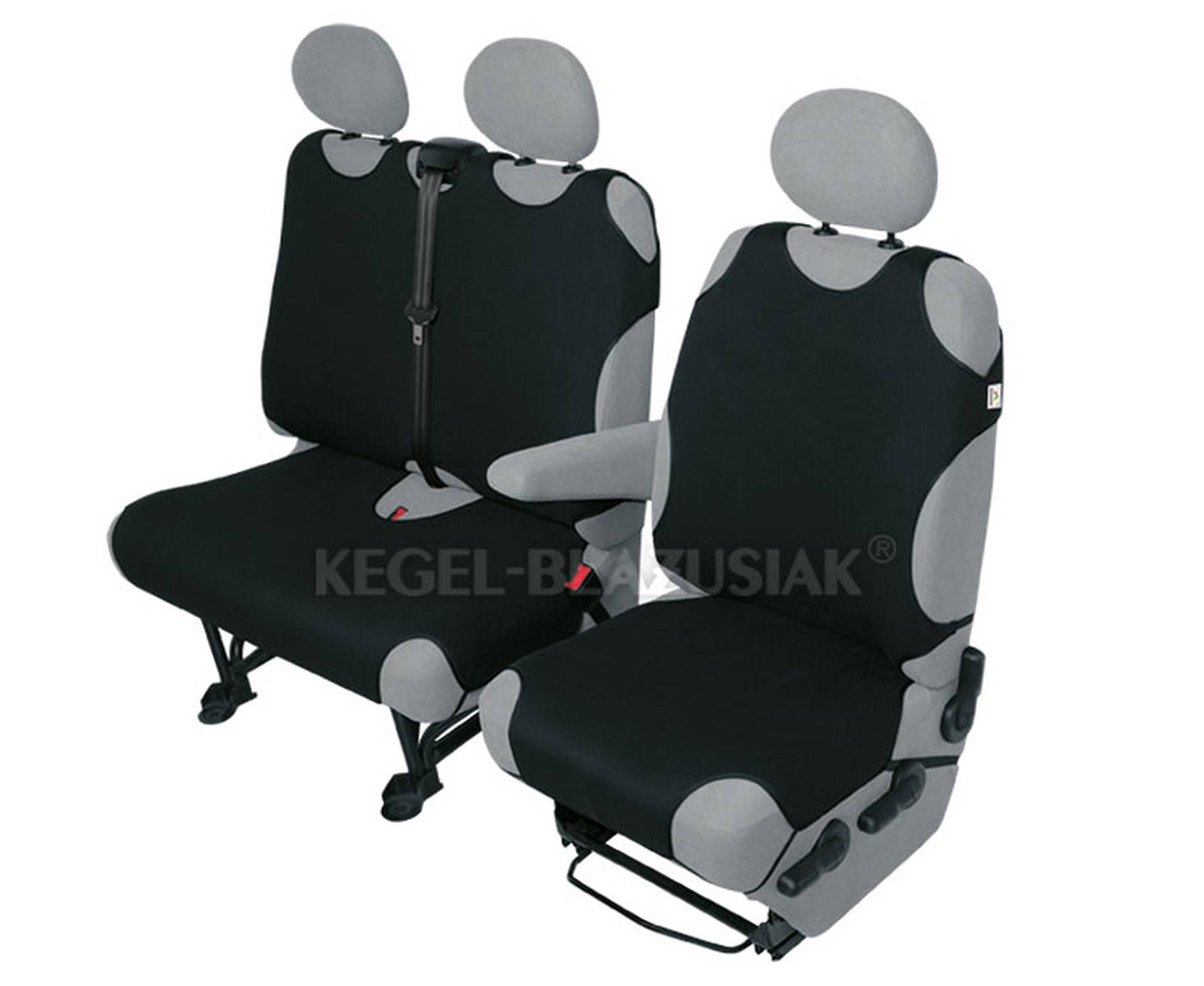ZentimeX Z927007 Sitzbezüge Fahrersitz/Einzelsitz + Doppelbank/Zweierbank T-Shirt-Design Baumwolle schwarz von ZentimeX